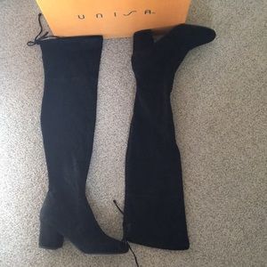 Unisa in box, tall Blk suede like boot Sz 9 - worn 1x